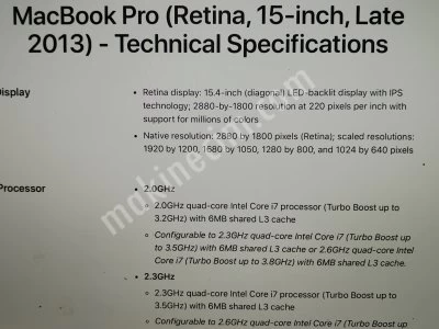 Apple 15 2015 2,0 Ghz 8 Gb Rem 256 Gb Ssd 1,5Gb Ekran Kartı