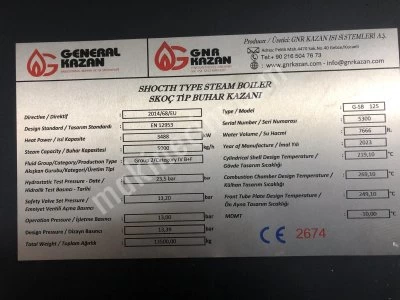 2023 Model Generel Kazan 125 M2 Full Tam Takım Buhar Kazanı Doğalgazlı