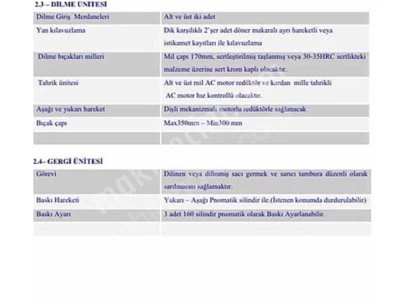 1850 Mm'lik Sac Dilme Makinası Sıfır