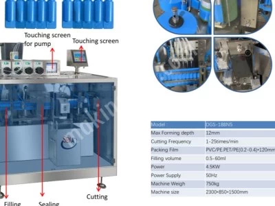 Yüksek Kaliteli Otomatik 0,3Ml / İ200Ml Sıvı Plastik Ampul Paketleme Makinası