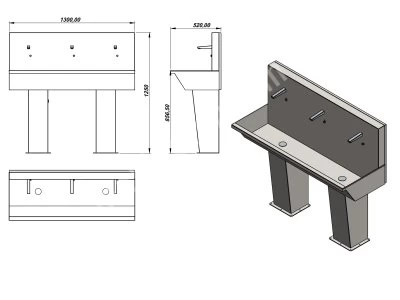 3-Unit Sensor-Operated Sink