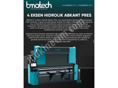 Hidrolik Abkant Pres (Bma Serisi) ,1 Mt-6Mt Arası Büküm, 20 Ton-1000 Ton Arası Kuvvet