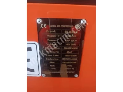 30 Hp (22 Kw) İnvertörlü-Asenkron Motorlu Vidalı Sıfır Kompresör Seti (1000 Lt Tank+ Kurutucu Dahil