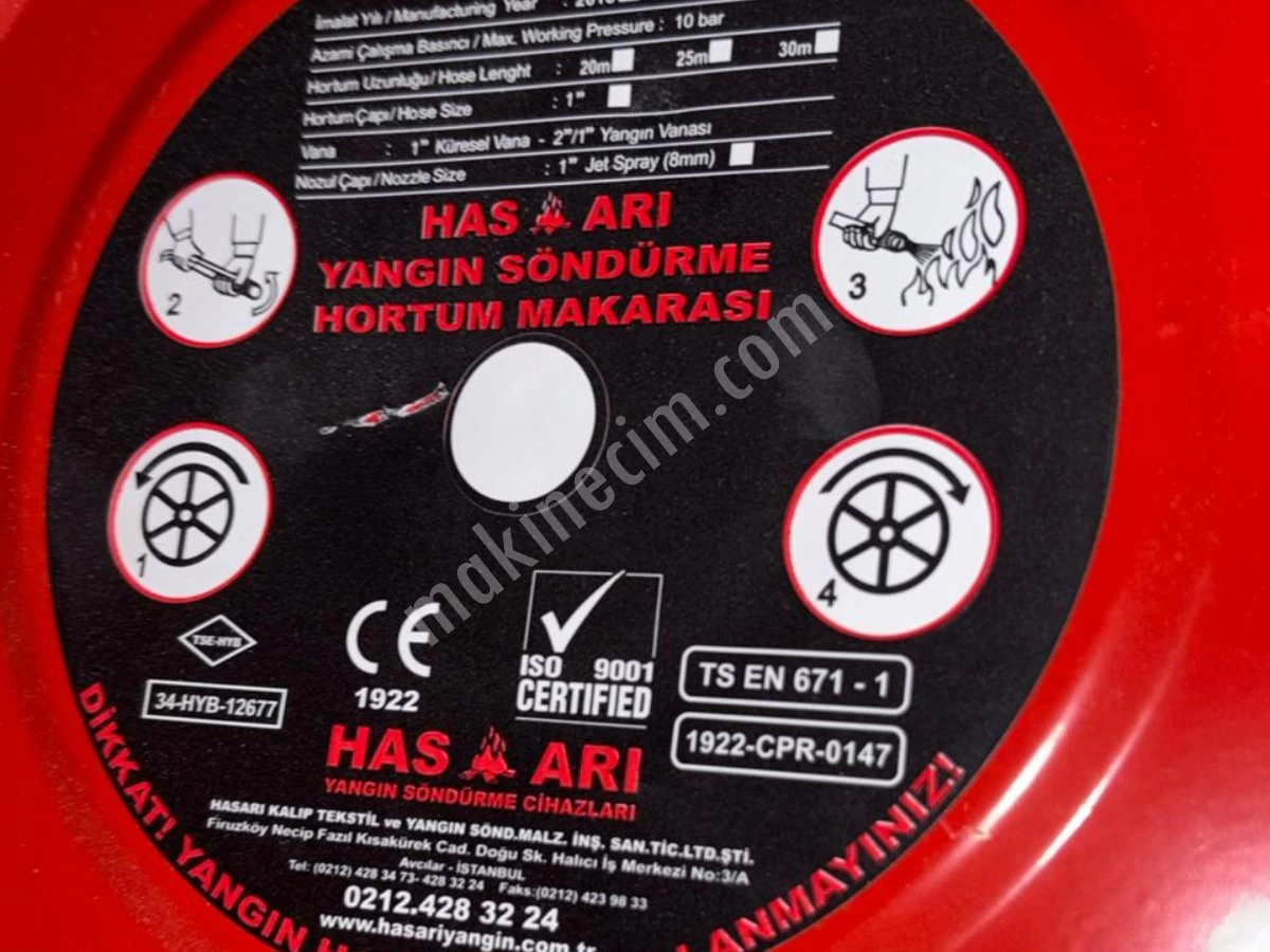 Has Arı Yangın Dolabı Hortum Makaralı 20-30M Temiz 2.El Uygun