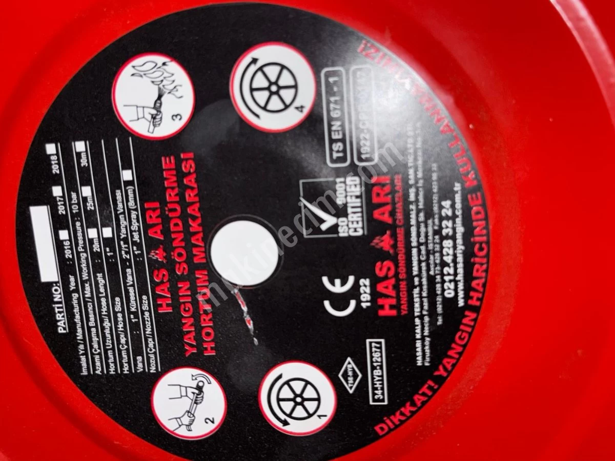 Has Arı Yangın Dolabı Hortum Makaralı 20-30M Temiz 2.El Uygun