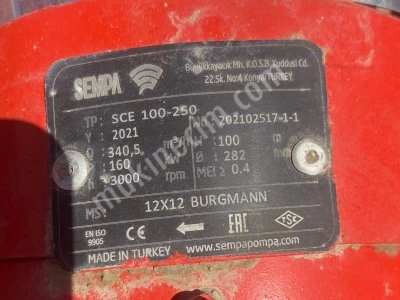 2021 Model -Hiç Kullanılmamış-Sempa 160Kw Elektrikli + 170 Kw Dizel Yangın Seti
