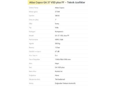 Atlas Cop-Co Ga37Vsd+Ff Kompresör