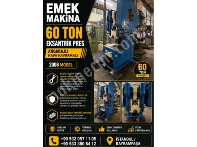 60 Ton Emek Makina Angarajli Pres | Hava Kavramalı | 2006 Model | Tertemiz