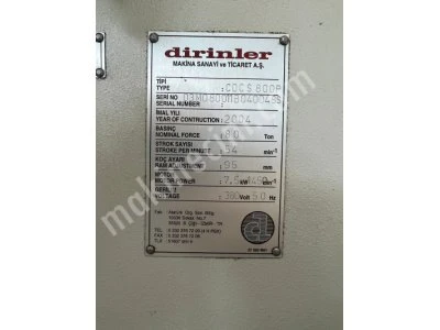 80 Ton Dırınler Pneumatıc Press | 2004 Model | Flawless & Unıque | Don't Mıss Out