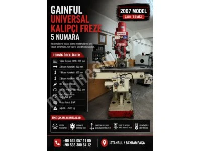 Gaınful No.5 Unıversal / Turret Mıllıng Machıne | 2007 Model | Wıth Dro | Mınt Condıtıon!