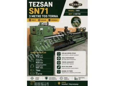 Bu Fiyata Kaçmaz ! | Tezsan Sn71 | 3 Metre Tos Torna | 1989 Model | Bakımlı ve Tertemiz!