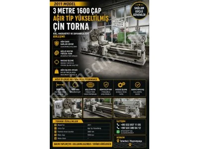 3 Metre 1600 Çap Ağır Tip Torna | 2011 Model | Yükseltilmiş Özel Seri! | Emsalsiz Temizlikte