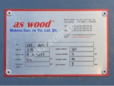 2.El Kasa Ebatlama Makinesi As Wood Kks 400/7 2022 Model