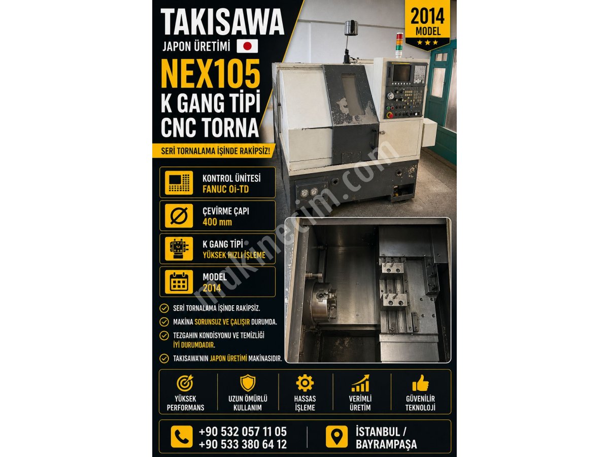 2014 Takisawa Nex 108 K | Japon Malı | Gang Tipi Cnc Torna