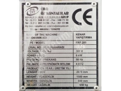 2.El Kenar Yapıştırma Makinesi Özkonyalılar Frp 285