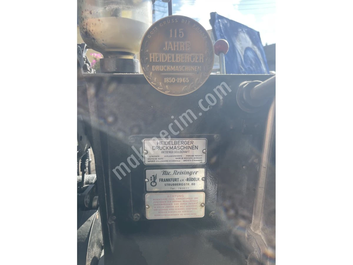Heidelberg Orijinal 1 Numara Maşa (26×38) Otomatik Tipo Baskı Makinesi