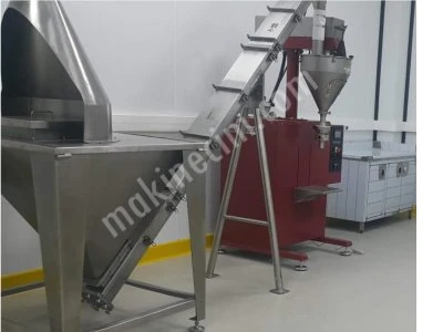 Hipermak Yarı Otomatik Servo Motorlu Vidalı Toz Dolum Makinesi Ve 250 Lt Bunkerli Yarı Açılır Otomatik Besleme Helezonu