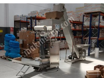 Sıfır – Hiç Kullanılmamış Mıopack Q-5000 Otomatik Tartılı Paketleme Makinesi + Konveyörler & Taksit
