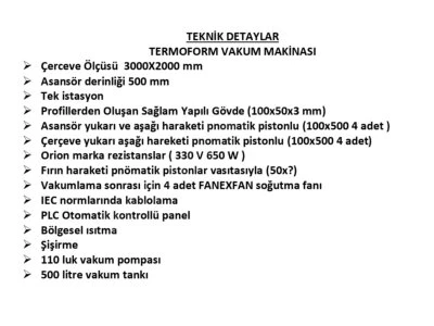 Termoform Vakum Makinası Plastik Özel Üretim Ürünlere Uygun