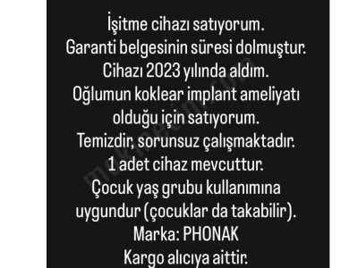 İşitme Cihazı Satıyorum