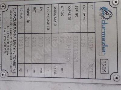 Durmazlar Dhgm 3010 Giyotin Makas