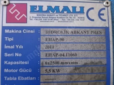 Elmalı Cn 60 Ton 2500 Mm Cnc Abkant Pres