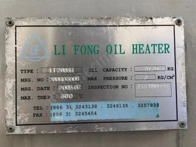 Satılık Komple Kızgın Yağ Sistemi - Weishaupt Rms9 - Li Fong - 2.580.000 Kalori -3 Mw