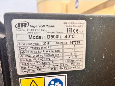 İngersoll Rand 37 Kw Vidalı Kompresör + Hava Kurutucu + 2.000 Litre Hava Tankı